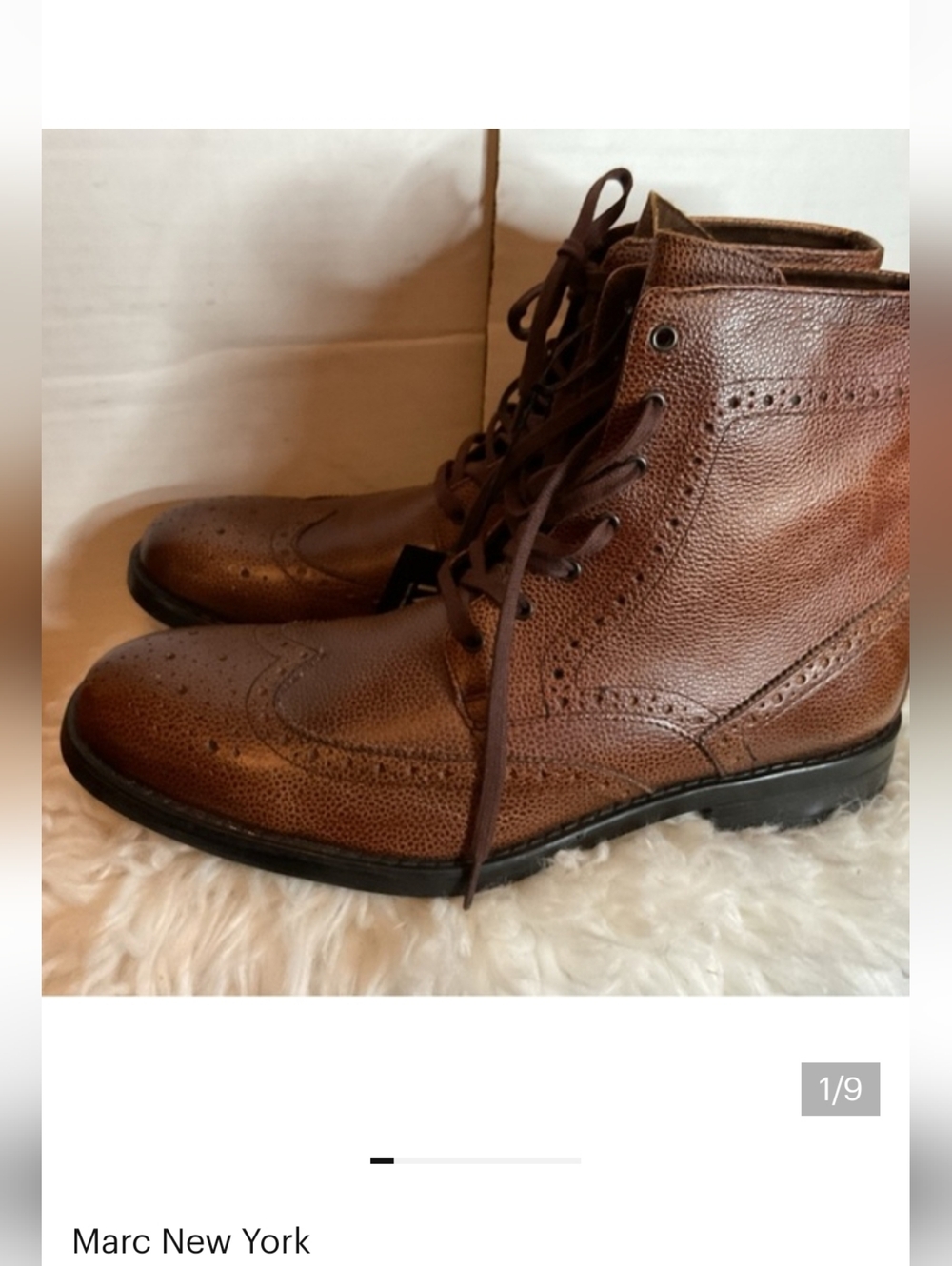 Marc NY by Andrew Marc Baycliff brown leather wingtip chukka boots 11 NWT